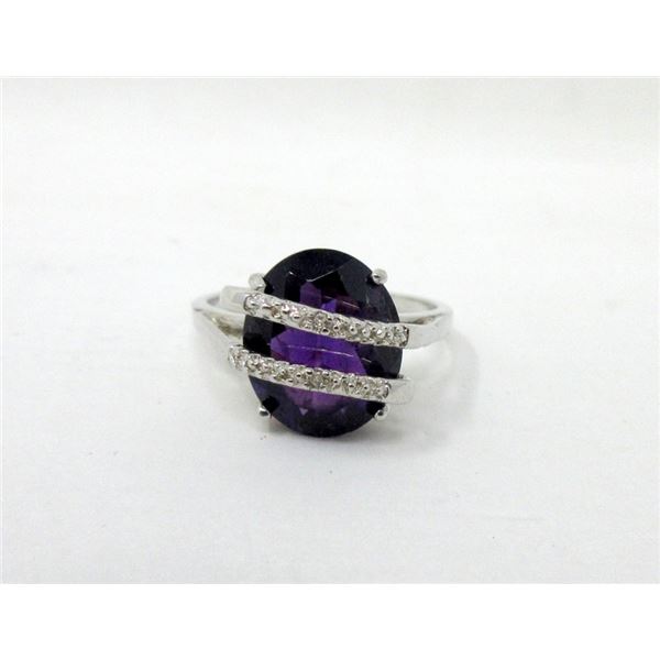 3.2 CT Amethyst & Diamond Crossover Design Ring