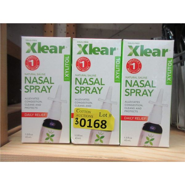 3 Bags of 3 Xlear Natural Saline Nasal Spray