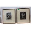 Image 1 : 2 Vintage Framed Etchings - 18" x 20" framed