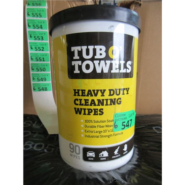 6 Tub O' Towels Heavy Duty Wipes - 90 per tub