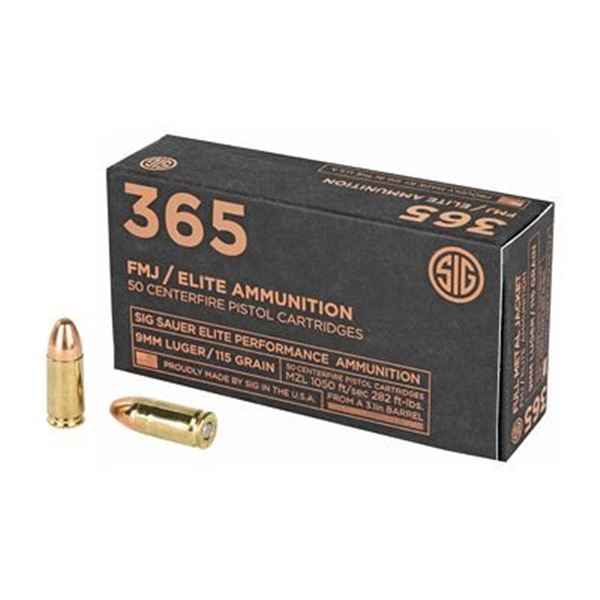 SIG AMMO 9MM 115GR FMJ - 50 Rds