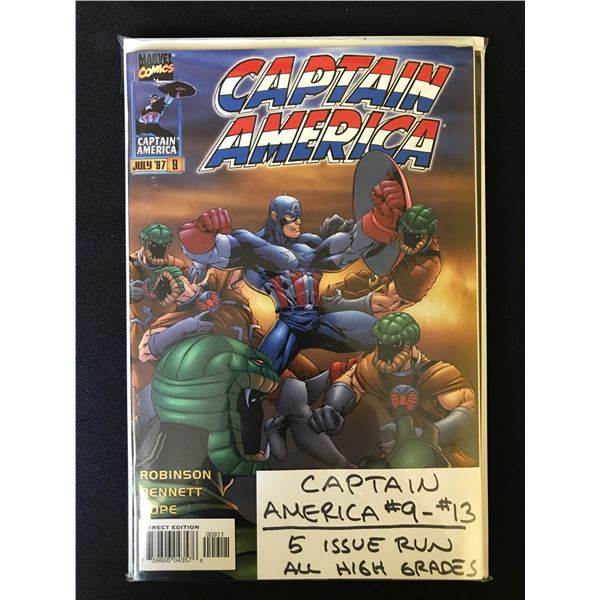 CAPTAIN AMERICA NO.9-13 (MARVEL COMICS) 5 Issue Run!