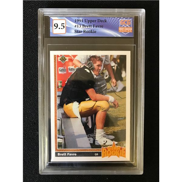 1991 UPPER DECK NO.13 BRETT FAVRE STAR ROOKIE (GCG 9.5)