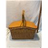Image 1 : Rattan and leather picnic basket from Poland 1960's