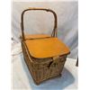 Image 2 : Rattan and leather picnic basket from Poland 1960's