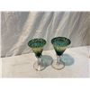 Image 3 : Two green and gold wine glasses