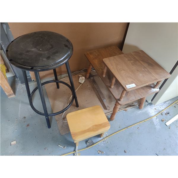 Bar Stool, End Table and Milking Stool