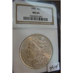 1882 Morgan Silver Dollar NGC MS63