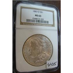 1883-O Morgan Silver Dollar NGC MS63