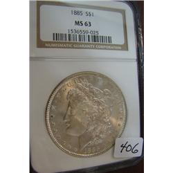 1885 Morgan Silver Dollar NGC MS63