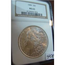 1886 Morgan Silver Dollar NGC MS63