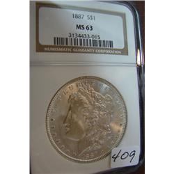 1887 Morgan Silver Dollar NGC MS63