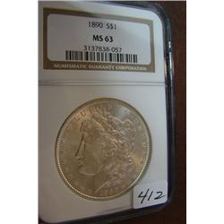 1890 Morgan Silver Dollar NGC MS63
