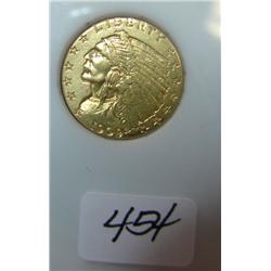 1909 $2.50 Indian Head Gold Coin XF Polish