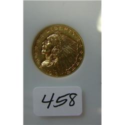 1913 $2.50 Indian Head Gold Coin XF Slight Polish