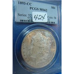 1893-CC Carson City Morgan Silver Dollar PCGS MS62