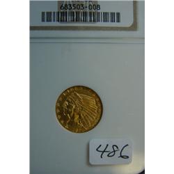1926 $2.50 Indian Head Gold Coin NGC MS62