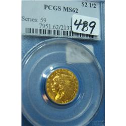 1927 $2.50 Indian Head Gold Coin PCGS MS62