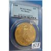 1908 No Motto $20 St. Gaudens Gold Coin PCGS MS63