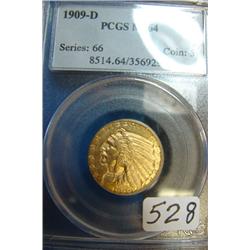 1909-D $5 Indian Head Gold Coin PCGS MS64