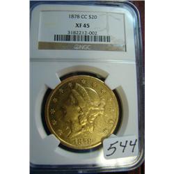 1878-CC $20 Liberty Gold Coin NGC XF45
