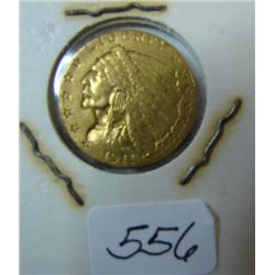 1911 $2.50 Indian Head Gold Coin VF