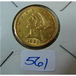 1901-S $5.00 Liberty Gold Coin AU