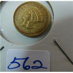 1857 $1.00 Liberty Gold Coin VF