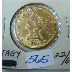 1894 $10 Liberty Gold Coin XF