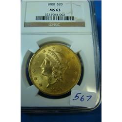 1900 $20.00 Liberty Gold Coin NGC MS 63
