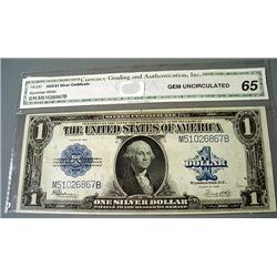 1923 $1.00 Silver Certificate C.G.A. Gem Uncirculated  65