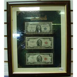 Historic Currency of United States - Framed under glass 15" 
