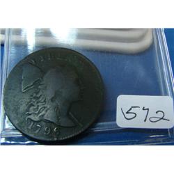 1796 .01 cent VG Obv. damage