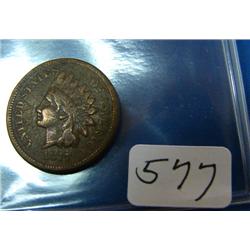 1877 Indian Cent Very Good Improperly Cleaned