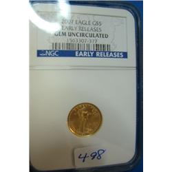 2007 $5 Eagle Gold Coin NGC Gem Uncirculated