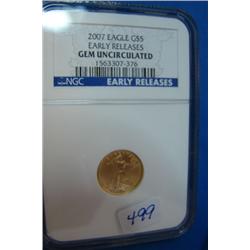 2007 $5 Eagle Gold Coin NGC Gem Uncirculated