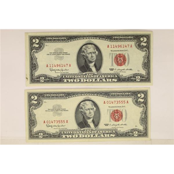 2-1963-$2 RED SEAL US NOTES BOTH CRISP