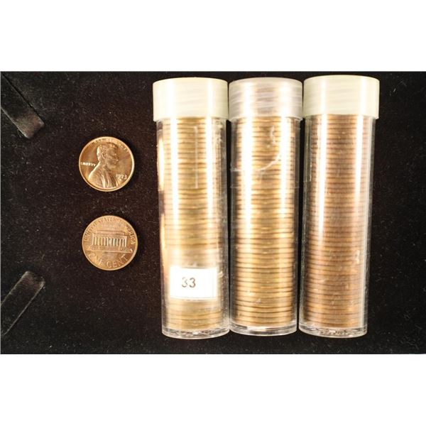 3 SOLID DATE ROLLS OF BRILLIANT UNC LINCOLN CENTS