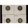 Image 1 : 4 ASSORTED SILVER BARBER DIMES: 1901,07,10 & 1913