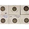 6 ASSORTED SILVER MERCURY DIMES: 1941, 41-D, 42,