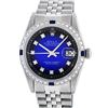 Image 1 : Rolex Mens Stainless Steel Blue Vignette Diamond & Sapphire Datejust Wristwatch