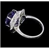 Image 3 : 14.11 ctw Round Brilliant Tanzanite And Baguette Cut (Tapered) Diamond Ring - 18