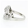 Image 6 : Fancy Antique Art Deco Platinum 1.24 ctw Diamond Flower Leaf Dinner Cocktail Rin