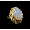 Image 1 : 14KT Yellow Gold 3.68 ctw Opal and Diamond Ring