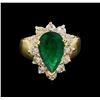 Image 2 : 14KT Yellow Gold 2.48 ctw Emerald and Diamond Ring