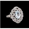 Image 1 : 1.92 ctw Aquamarine and Diamond Ring - 14KT White Gold