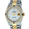 Image 2 : Rolex Mens 2 Tone MOP String Diamond & Sapphire 36MM Datejust Wristwatch