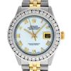 Image 1 : Rolex Mens 2 Tone MOP Roman 3 ctw Channel Set Diamond Datejust Wristwatch