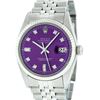 Image 2 : Rolex Mens Stainless Purple Diamond 36MM Datejust Oyster Perpetual Wristwatch