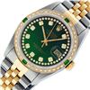 Image 2 : Rolex Mens 2 Tone Green String Diamond & Emerald Datejust Wristwatch